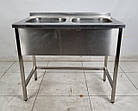 Мийка двохсекційна з нержавіючої сталі, 1000х600х850 мм., Б/у, фото 4