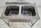 Мийка двохсекційна з нержавіючої сталі, 1000х600х850 мм., Б/у, фото 2