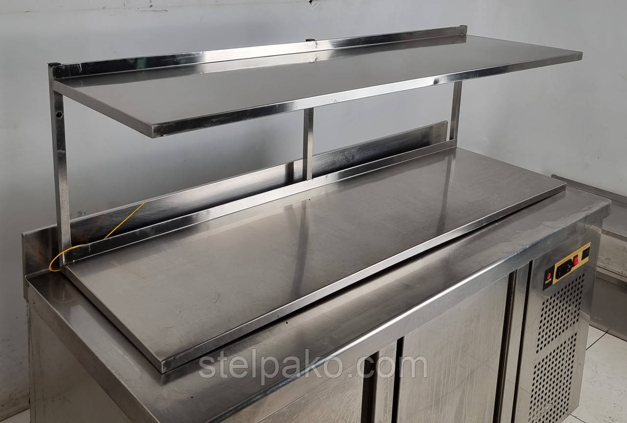 Полиця з нержавіючої сталі 2-рівнева 140х40 см., Б/у, фото 1