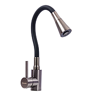 Змішувач для кухні з гнучким душем чорного кольору кран із гнучким виливом чорний із функцією душу для кухні