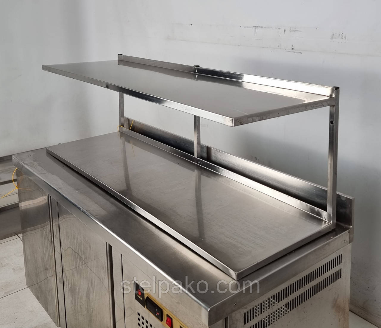 Полиця з нержавіючої сталі 2-рівнева 140х40 см., Б/у, фото 1