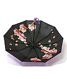 Парасолька жіноча Bellissimo NoM639 напівавтомат на 10 спиць з квітами під куполом Бузкова, фото 3