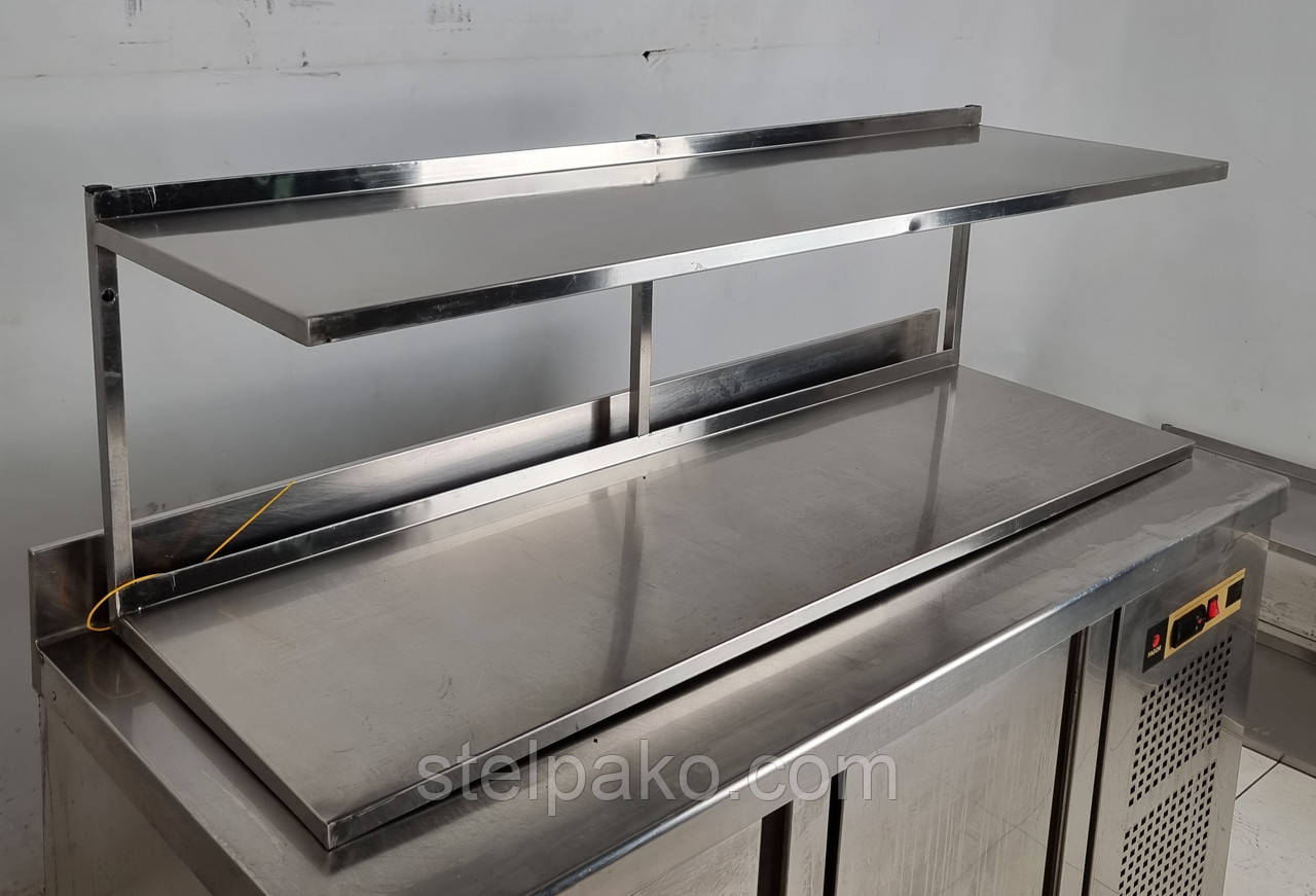 Полиця з нержавіючої сталі 2-рівнева 140х40 см., Б/у, фото 1