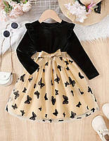 Святкова сукня дівчинка чорна оксамит фатин метелики 5 6 років / ріст 120