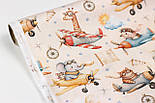 Сатин digital "Звірята-пілоти на літаках" на бежовому тлі No SKD-160-076, фото 2