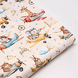 Сатин digital "Звірята-пілоти на літаках" на бежовому тлі No SKD-160-076, фото 7