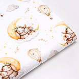 Сатин digital "Зайчики, мама з доцьою на місяці" на білому тлі No SKD-160-077, фото 6