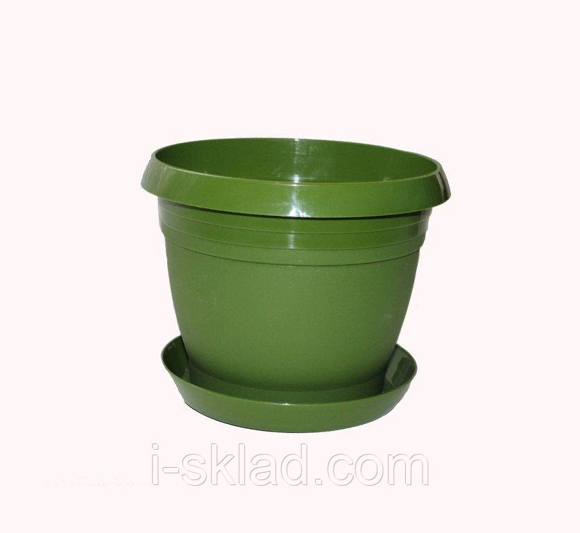 Горщик для квітів Квітник Перлина 18 см з підставкою Лосось