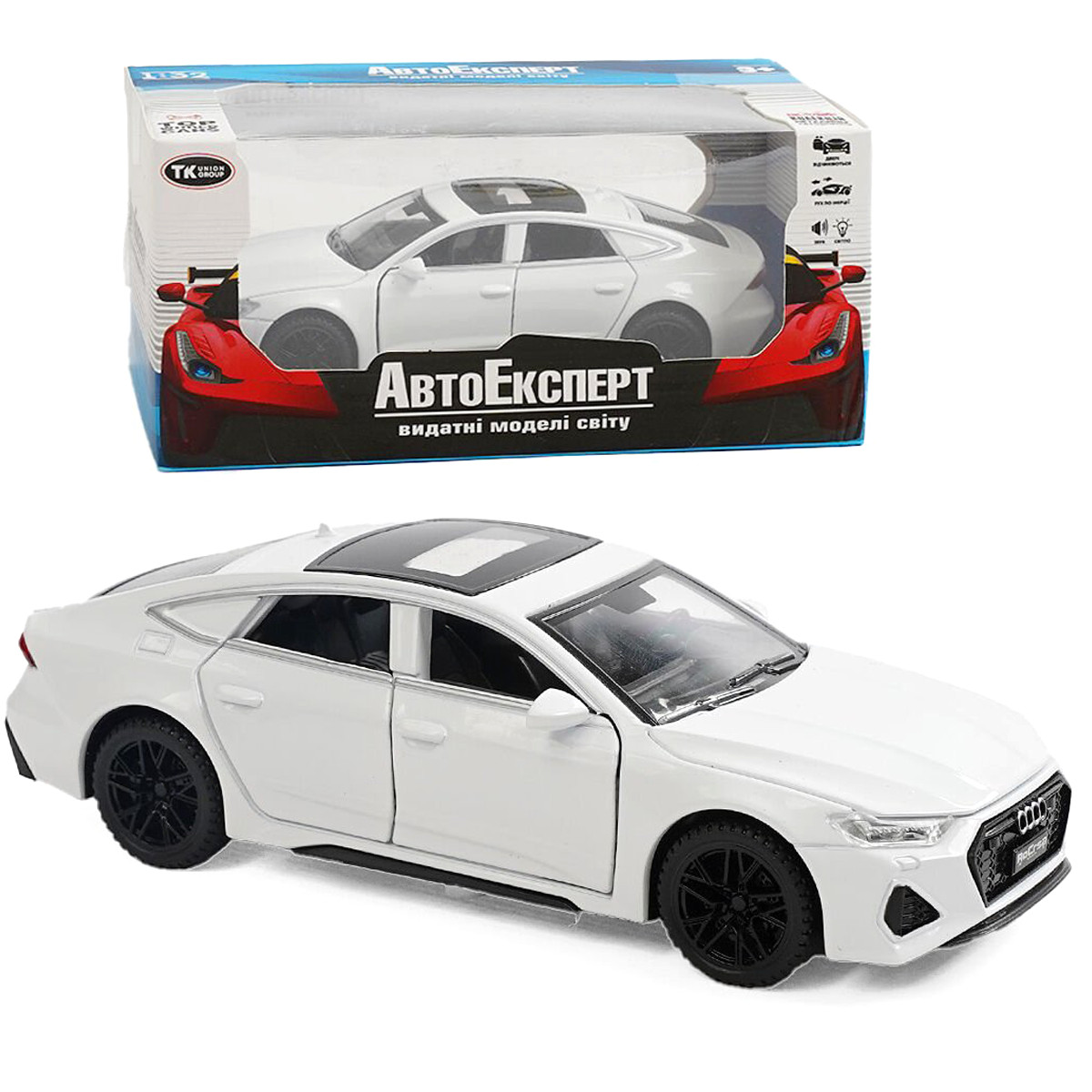 Іграшкова машинка металева Audi RS 7 Sportback (Ауді RS 7 Спортбек) «Автоексперт», біла, батар., світло, звук, відкр. двері, від 3, фото 1