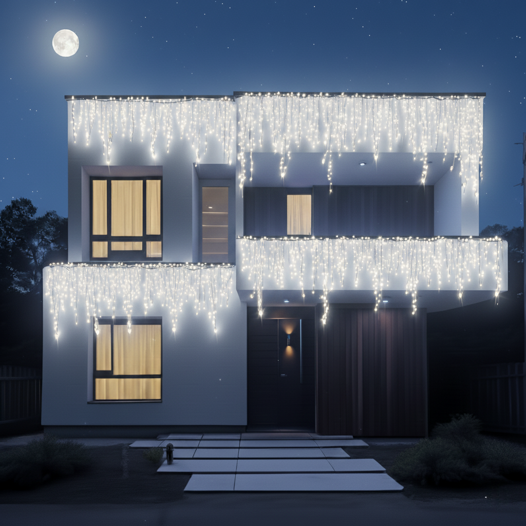 Вулична гірлянда Бахрома 36 м, 600 LED, біле сяйво, білий дріт, фото 1