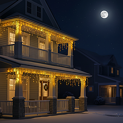 Вулична гірлянда Бахрома 20 м, 390 LED, жовта, чорний дріт