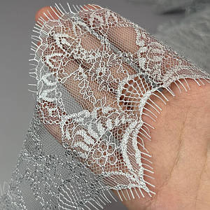 (3 метри) Французьке мереживо з віями, Шантильї 7см (1317), Колір - сірий