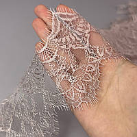 (3 метри) Французьке мереживо з віями, Шантильї 7см (1317), Колір - мокко