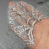 (3 метри) Французьке мереживо з віями, Шантильї 7см (1317), Колір - сірий