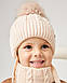 Комплект зимній (шапка на завязках з натуральним пумпономхомут) для дівчат, фото 2