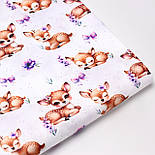 Сатин digital "Косулі з бантаки та кіточками фіолетового кольору" на акварельному тлі No SKD-160-078, фото 7