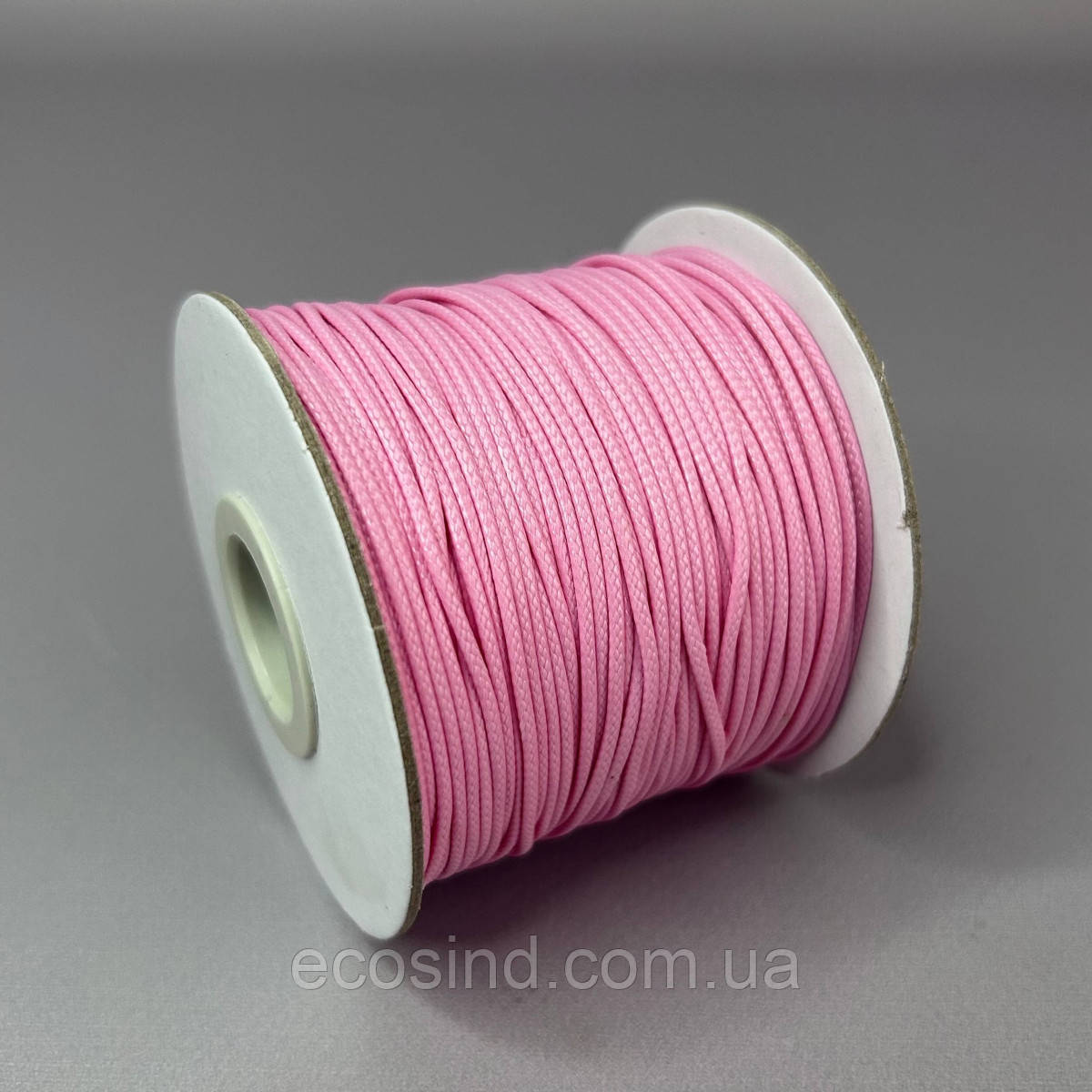 1 м - Вощений полірований шнур 1 мм - рожевий, фото 1