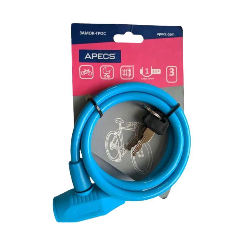 Замок велосипедний APECS PD-81-65 см-BLUE (UA), фото 1