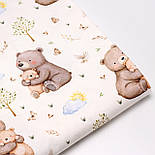 Сатин digital "Ведмедики в обіймах з дитинчатами" на світло-кремовому тлі No SKD-160-080, фото 6