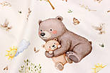Сатин digital "Ведмедики в обіймах з дитинчатами" на світло-кремовому тлі No SKD-160-080, фото 7