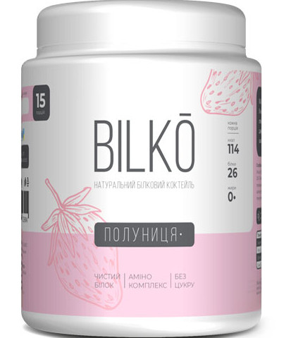 Натуральний білковий коктейль BILKO, Полуниця, 900г  (ВЕЛИКИЙ)
