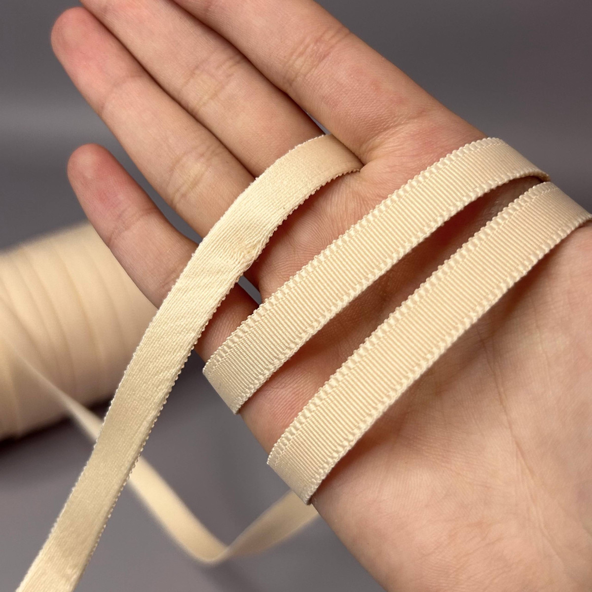 Тунельна стрічка поліестр Ø 1 см, - бежева світла, фото 1