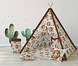 Сатин digital "Леви-індіанці" з кактусами та ловцями снів на акварельно-каковому тлі No SKD-160-081, фото 10