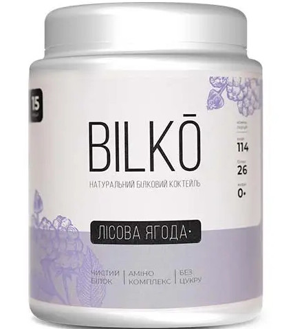 Натуральний білковий коктейль BILKO, Лісова ягода, 450 г, фото 1
