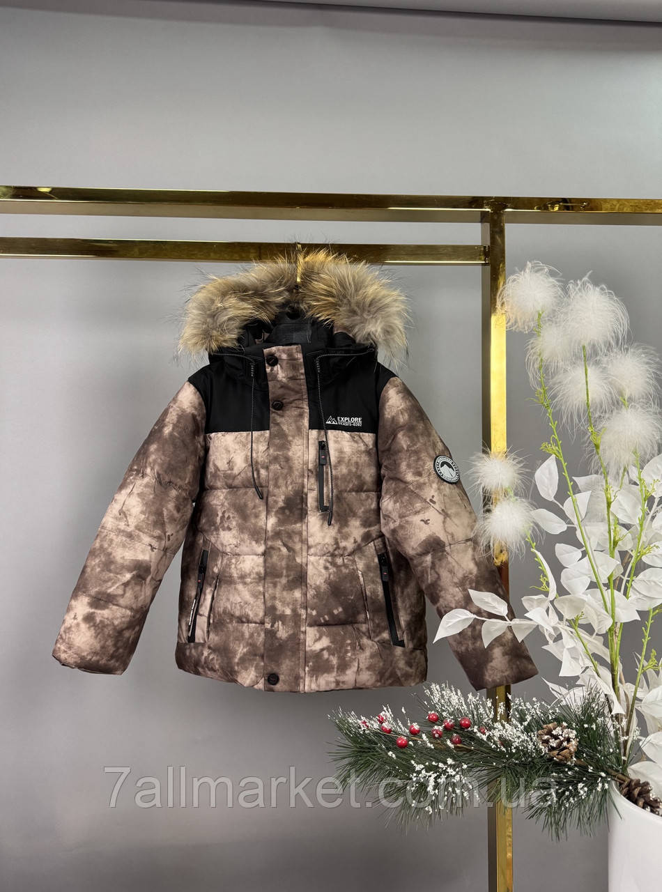 Куртка дитяча зимова з капюшоном на хлопчика 104-128 см (4кв) "DFK" недорого від прямого постачальника