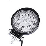 Світлодіодна Flood кругла фара 12-30 V 27 W 6000 K IP68 LED круглі фари на авто, трактор, фото 3