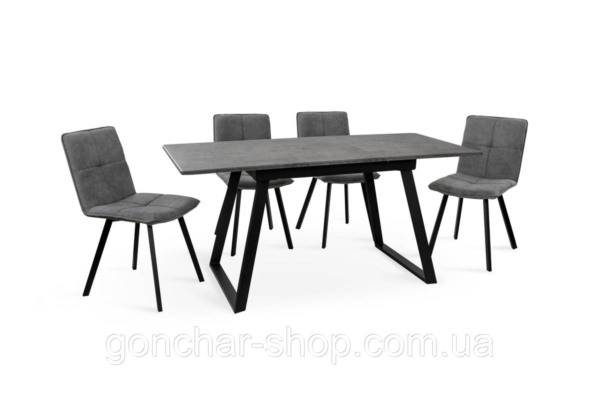 Стіл Хьюстон 130(+40)*77 чорний метал/мрамор темн, фото 1