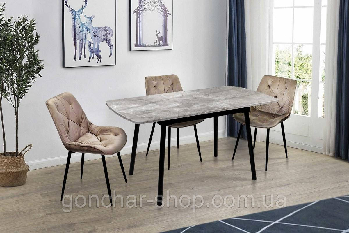 Стіл Соло 110(+35)*70 чорний метал/базальт, фото 1