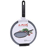 Сковорода для млинців A-Plus 1510 Pancake pan млинцева з гранітним покриттям 24 см Чорна, фото 2