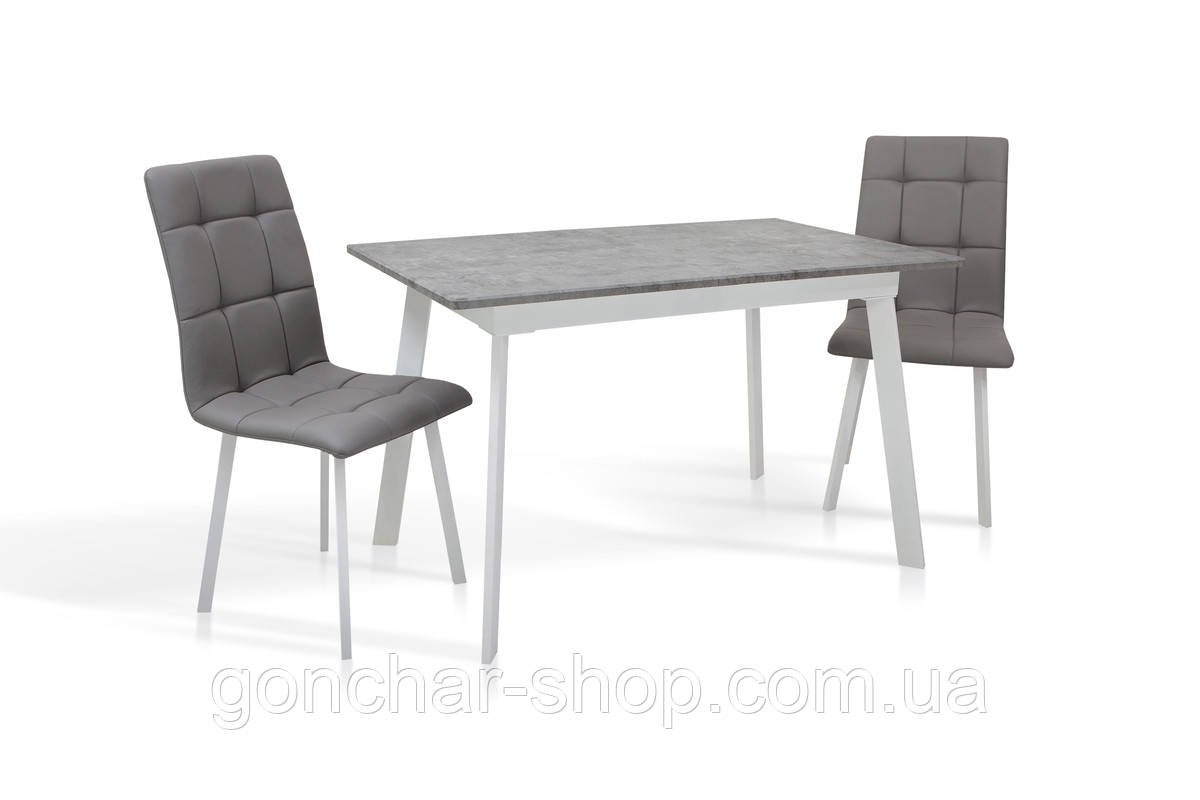 Стіл Етна 120(+40)*75 білий метал/мрамор світл, фото 1