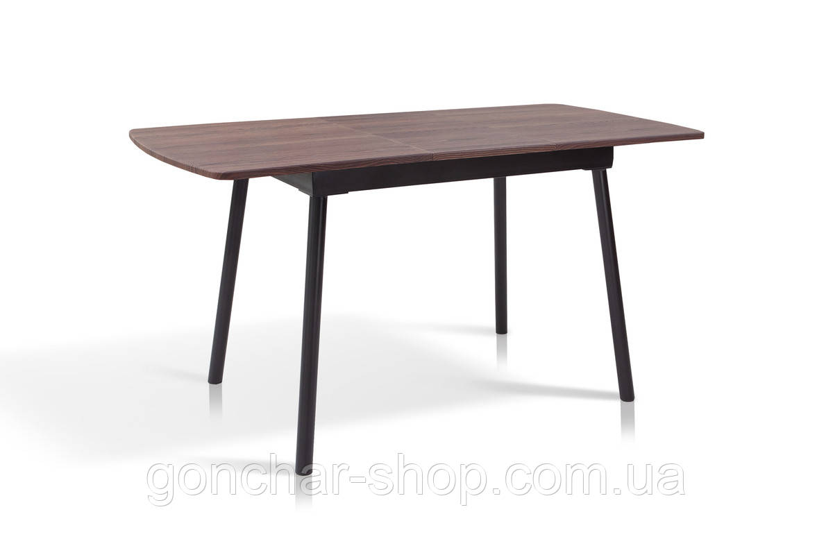 Стіл Соло 110(+35)*70 чорний метал/дуб ТК (горіх), фото 1