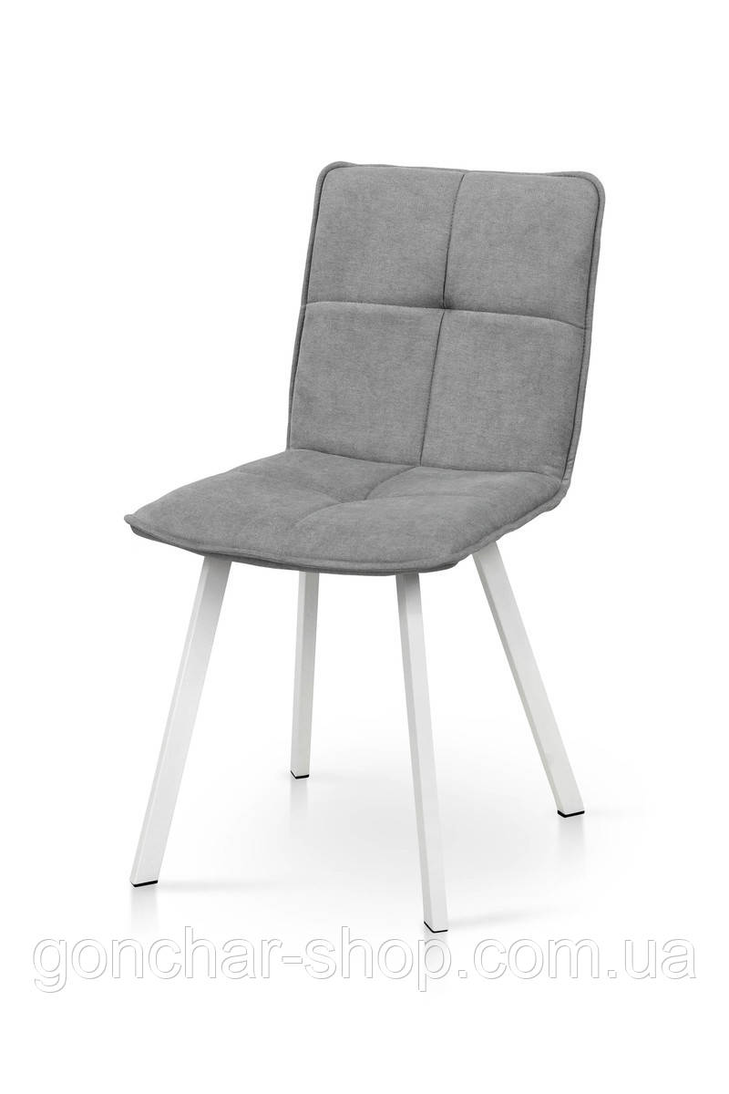 Стілець Тетріс, метал білий/ тканина світло сіра, фото 1