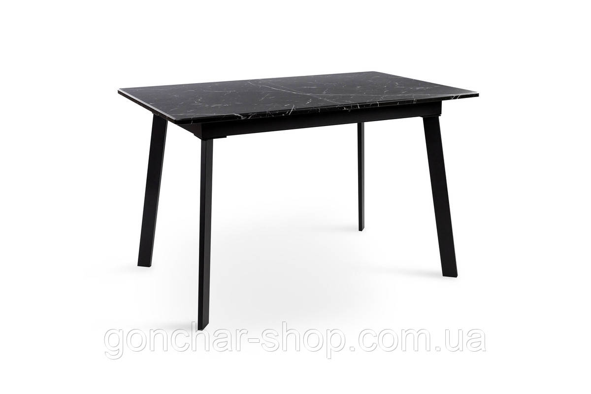 Стіл Етна 120(+40)*75 чорний метал/мрамор чорн, фото 1