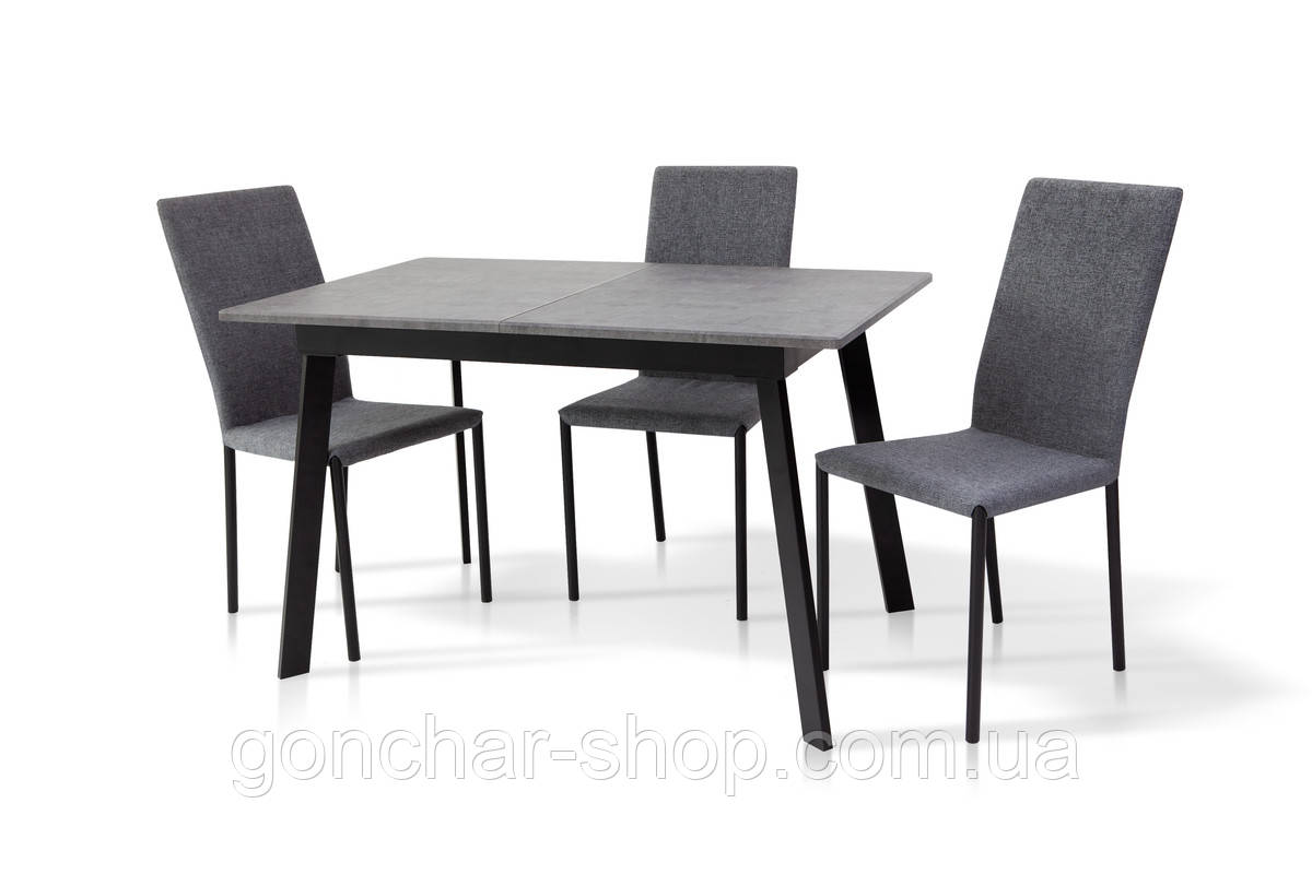 Стіл Етна 120(+40)*75 чорний метал/мрамор темний, фото 1