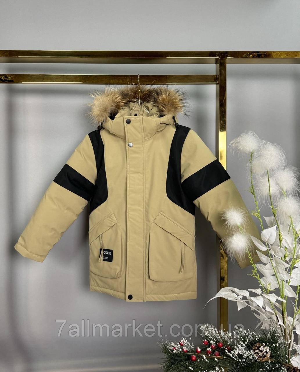 Куртка дитяча зимова з капюшоном на хлопчика 104-128 см "DFK" недорого від прямого постачальника