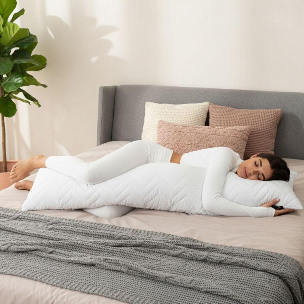 Подушка для тіла сну відпочинку NORDIC COMFORT+ 40х140 см IDEIA антиалергенна довга біла холлофайбер з блискавкою, фото 1