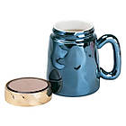 Чашка з кришкою 450 мл порцелянова в дзеркальній глазурі Зелена HP7195GR, фото 2