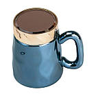 Чашка з кришкою 450 мл порцелянова в дзеркальній глазурі Зелена HP7195GR, фото 3