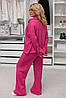 Жіночий ангоровий в рубчик прострий костюм двійка: широкі штани і светр з комірцем стійкою, батал великі розміри, фото 2