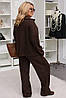 Жіночий ангоровий в рубчик прострий костюм двійка: широкі штани і светр з комірцем стійкою, батал великі розміри, фото 10
