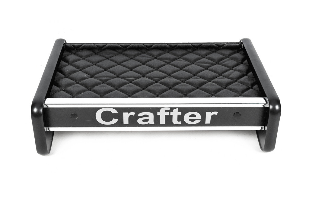 Полиця на панель (Чорна з чорною ниткою) для Volkswagen Crafter 2016- рр, фото 1