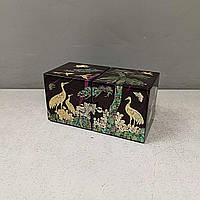 Б/У Маленька корейська скринька для прикрас із перламутром «Живлі щастя» складана