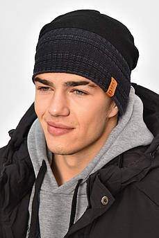Шапка чоловіча на флісі чорного кольору 208089M