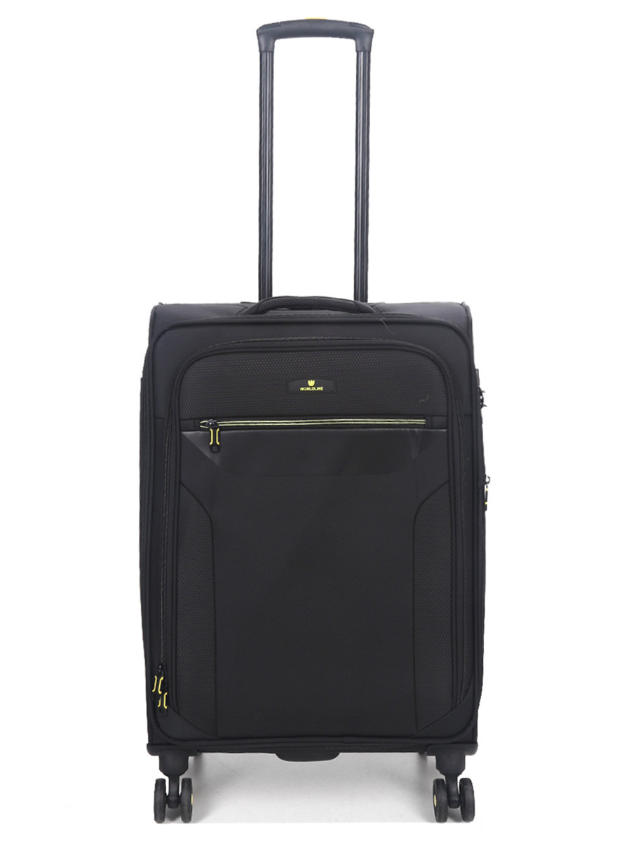 Валіза середня M тканина чорна 69х43х27+5/67л/3.7кг/Worldline 616, фото 1