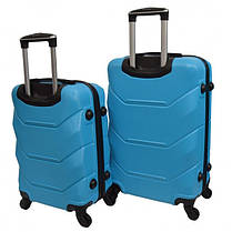 Набір валіз Bonro 2019 - 2 шт (M+L) середня і велика голубий дорожні пластикові на колесах з кодовим замком і висувною ручкою, фото 4