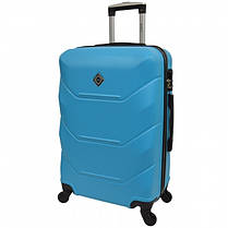 Набір валіз Bonro 2019 - 2 шт (M+L) середня і велика голубий дорожні пластикові на колесах з кодовим замком і висувною ручкою, фото 5